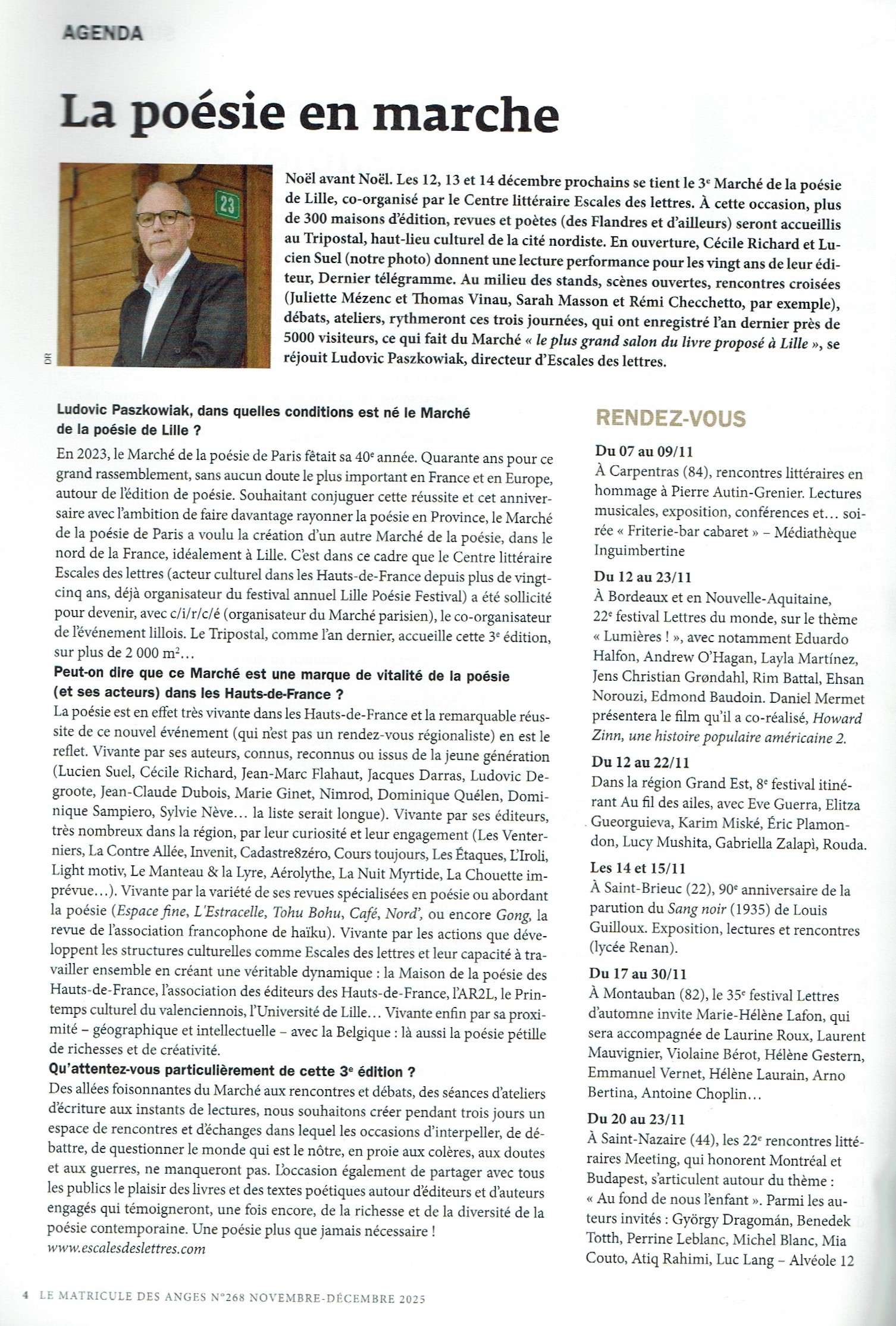 Le Matricule des anges . n°268, novembre-décembre 2025